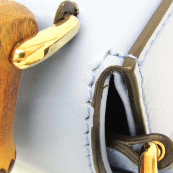 GUCCI Blue Leather Bamboo Shoulder Bag - Picture 11 of 16